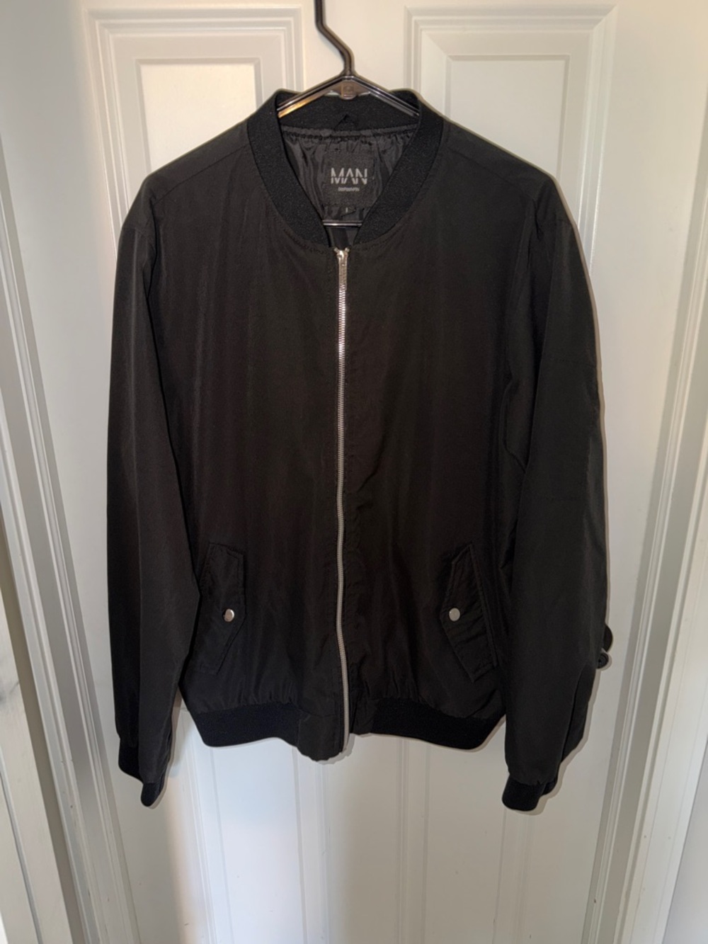 MAN Black Zip-Front Bomber Jacket